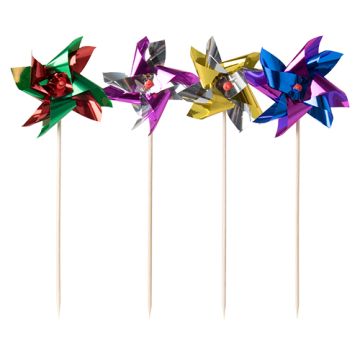Partypinnar 17,5 cm sorterade färger "Väderkvarn"