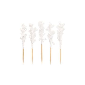 Partypinnar 6,8 cm vit "Frills"