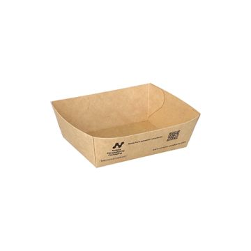 Snacksbricka tillverkad av kartong "NOTPLA" 3,5 cm x 7 cm x 9 cm brun