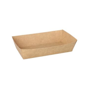 Snacksbricka tillverkad av kartong "pure" 3,5 cm x 8,5 cm x 15,5 cm brun