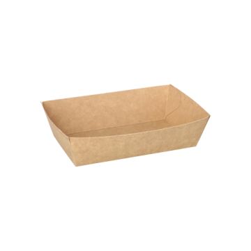 Snacksbricka tillverkad av kartong "pure" 3,5 cm x 7 cm x 12 cm brun