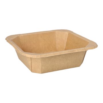 Salladsskålar av papp, 1000 ml, 18 x 18 cm x 5,2 cm brun