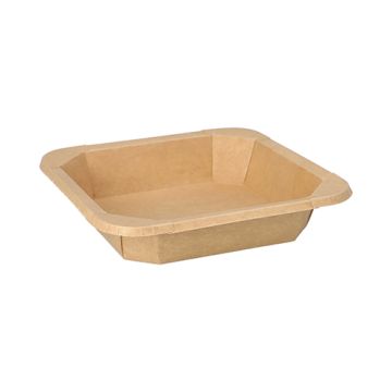 Salladsskålar av papp, 500 ml, 16,2 x 16,2 cm x 3,3 cm bruna