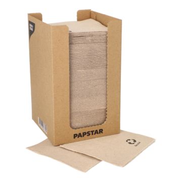 Servetter, 2-lagers "PUNTO" 1/4-vikt 20 cm x 20 cm natur aus recyceltem Papier, in Spenderbox