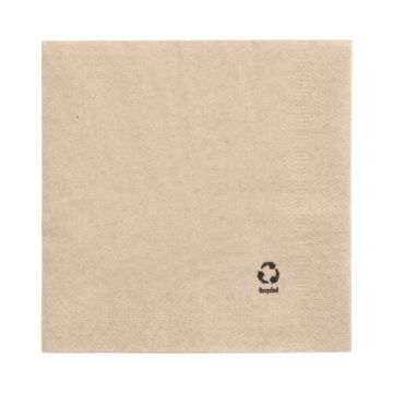 Servetter, 2-lagers 1/4-vikt 33 cm x 33 cm natur av återvunnet papper
