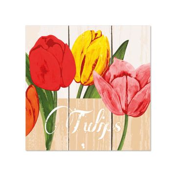 Servetter, 3-lagers 1/4-vikt 25 cm x 25 cm "Blooming Tulips"
