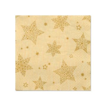 Servetter, 3-lagers 1/4-vikt 25 cm x 25 cm creme "Christmas Shine"