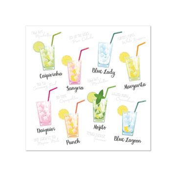 Servetter, 3-lagers 1/4-vikt 25 cm x 25 cm "Cocktail"
