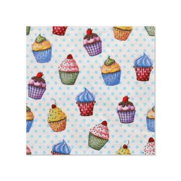 Servetter, 3-lagers 1/4-vikt 25 cm x 25 cm "Cupcakes"