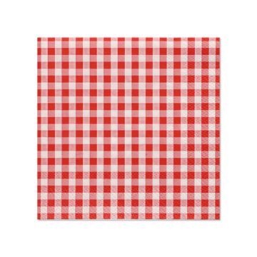Servett, 3-lags 1/4-vikt 25 cm x 25 cm röd "Vichy Karo"