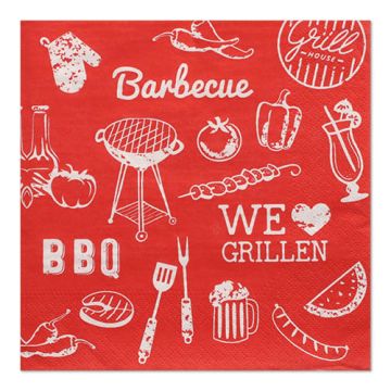 Servetter, 3-lagers 1/4-vikt 33 cm x 33 cm "BBQ Love"