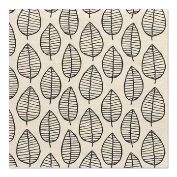 Servetter, 3-lagers 1/4-vikt 33 cm x 33 cm "Black Foliage"