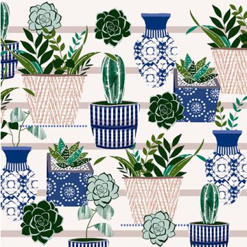 Servetter, 3-lagers 1/4-vikt 33 cm x 33 cm "Cactus Family"