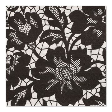 Servetter, 3-lagers 1/4-vikt 33 cm x 33 cm svart "Rich Lace"