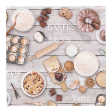 Servetter, 3-lagers 1/4-vikt 33 cm x 33 cm "Baked with Love"