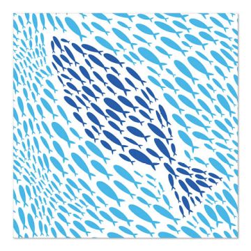 Servetter, 3-lagers 1/4-vikt 33 cm x 33 cm "Banc de Poissons"