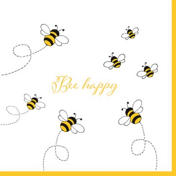 Servetter, 3-lagers 1/4-vikt 33 cm x 33 cm "Bee Happy"