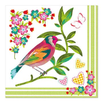 Servett, 3-lags 1/4-vikt 33 cm x 33 cm "Birdie"