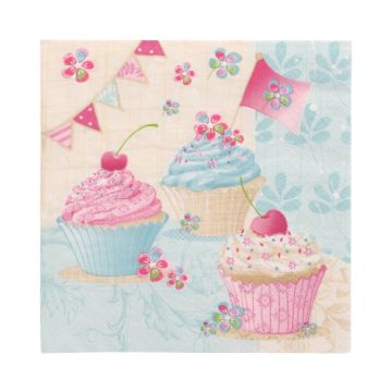 Servetter, 3-lagers 1/4-vikt 33 cm x 33 cm "Birthday Cup Cakes"