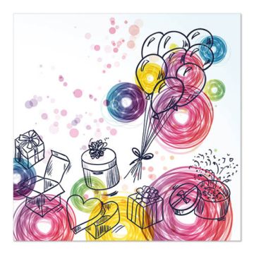Servetter, 3-lagers 1/4-vikt 33 cm x 33 cm "Birthday Gifts"