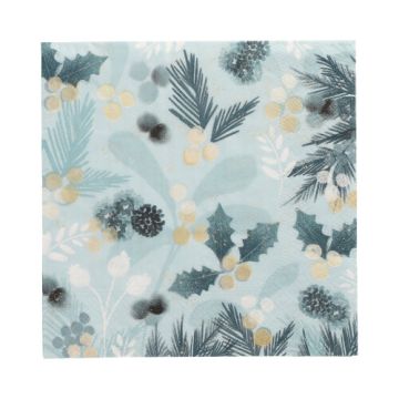 Servetter, 3-lagers 1/4-vikt 33 cm x 33 cm "Blue Christmas"