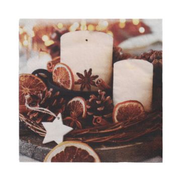 Servetter, 3-lagers 1/4-vikt 33 cm x 33 cm "Candles and Pine Cones"