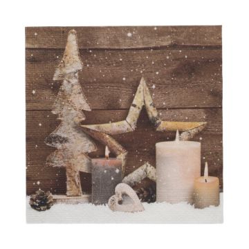 Servetter, 3-lagers 1/4-vikt 33 cm x 33 cm "Candles and Stars"
