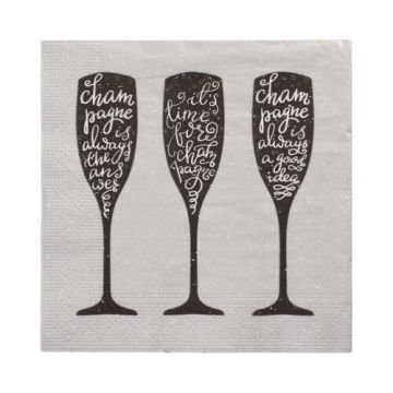 Servetter, 3-lagers 1/4-vikt 33 cm x 33 cm "Mousserande vin"