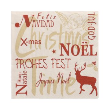 Servetter, 3-lagers 1/4-vikt 33 cm x 33 cm "Christmas Time"