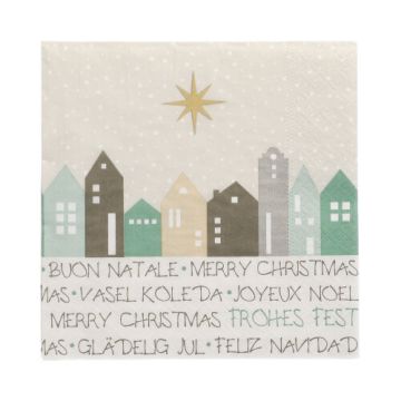 Servetter, 3-lagers 1/4-vikt 33 cm x 33 cm "Christmas Village"