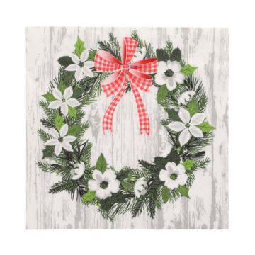 Servetter, 3-lagers 1/4-vikt 33 cm x 33 cm "Christmas Wreath"
