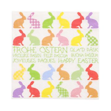 Servetter, 3-lagers 1/4-vikt 33 cm x 33 cm "Colourful Bunnies"