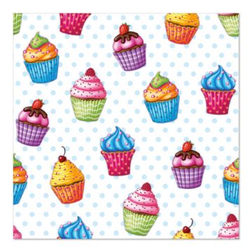 Servett, 3-lags 1/4-vikt 33 cm x 33 cm "Cupcakes"