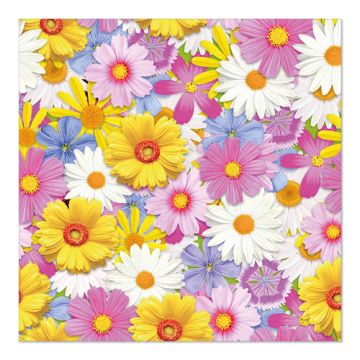 Servetter, 3-lagers 1/4-vikt 33 cm x 33 cm "Daisies Mix"