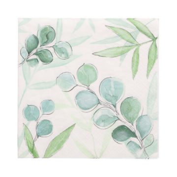 Servetter, 3-lagers 1/4-vikt 33 cm x 33 cm "Eucalyptus Twigs"