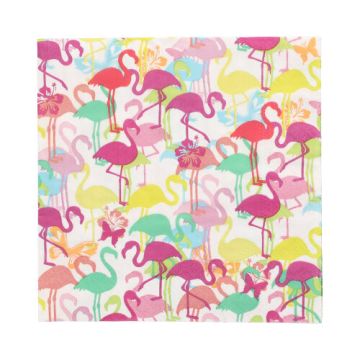 Servetter, 3-lagers 1/4-vikt 33 cm x 33 cm "Flamingoparty"