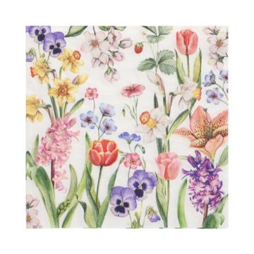 Servetter, 3-lagers 1/4-vikt 33 cm x 33 cm "Flower Meadow"