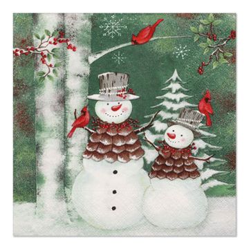 Servetter, 3-lagers 1/4-vikt 33 cm x 33 cm "Forest Snowmen"