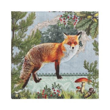 Servetter, 3-lagers 1/4-vikt 33 cm x 33 cm "Fox Portrait"