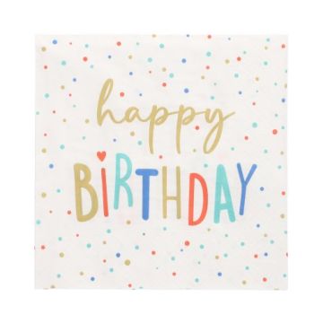 Servetter, 3-lagers 1/4-vikt 33 cm x 33 cm "Happy Birthday"