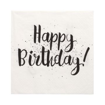 Servetter, 3-lagers 1/4-vikt 33 cm x 33 cm "Happy Birthday"