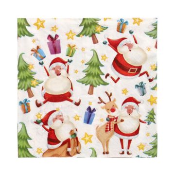 Servetter, 3-lagers 1/4-vikt 33 cm x 33 cm "Happy Santa"