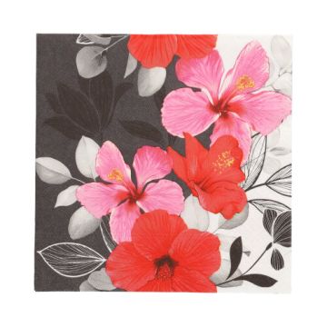 Servetter, 3-lagers 1/4-vikt 33 cm x 33 cm "Hibiscus"