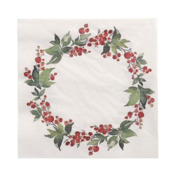 Servetter, 3-lagers 1/4-vikt 33 cm x 33 cm "Holly Crown"