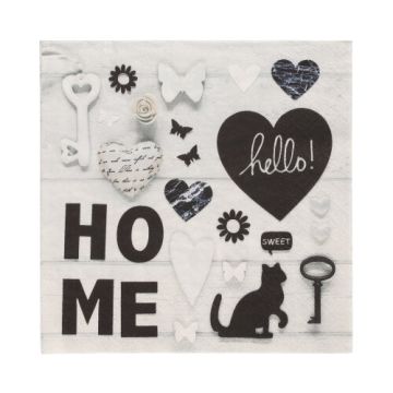 Servetter, 3-lagers 1/4-vikt 33 cm x 33 cm "Home"