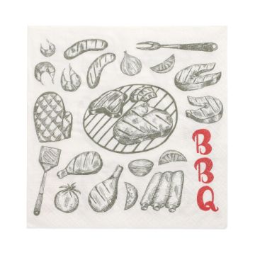 Servetter, 3-lagers 1/4-vikt 33 cm x 33 cm "I love BBQ"