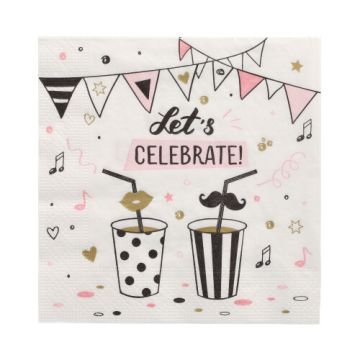 Servetter, 3-lagers 1/4-vikt 33 cm x 33 cm "Let's Celebrate"