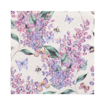 Servetter, 3-lagers 1/4-vikt 33 cm x 33 cm "Lilac Dream"