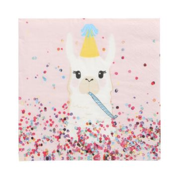 Servetter, 3-lagers 1/4-vikt 33 cm x 33 cm "Llama Party"