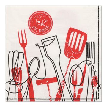 Servetter, 3-lagers 1/4-vikt 33 cm x 33 cm "Ma Cuisine"